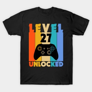 Level 27 Unlocked Funny Video Gamer Birthday Novelty T-Shirt T-Shirt